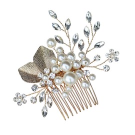 Baluue Elegant Rhinestone Hair Comb for Brides Delicate Leaves Design Hair Accessory for Weddings Dance Special Occasions Skin-friendly and