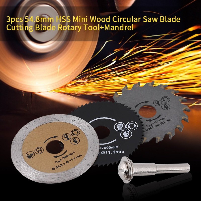 Circular Saw Blade, 3 Pcs 54.8mm HSS Mini Cutting Blade