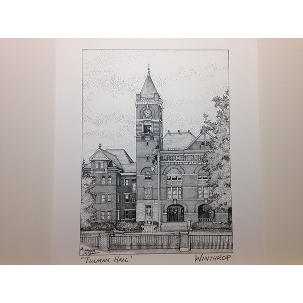 Winthrop University Tillman Hall 8"x10" pen and ink print