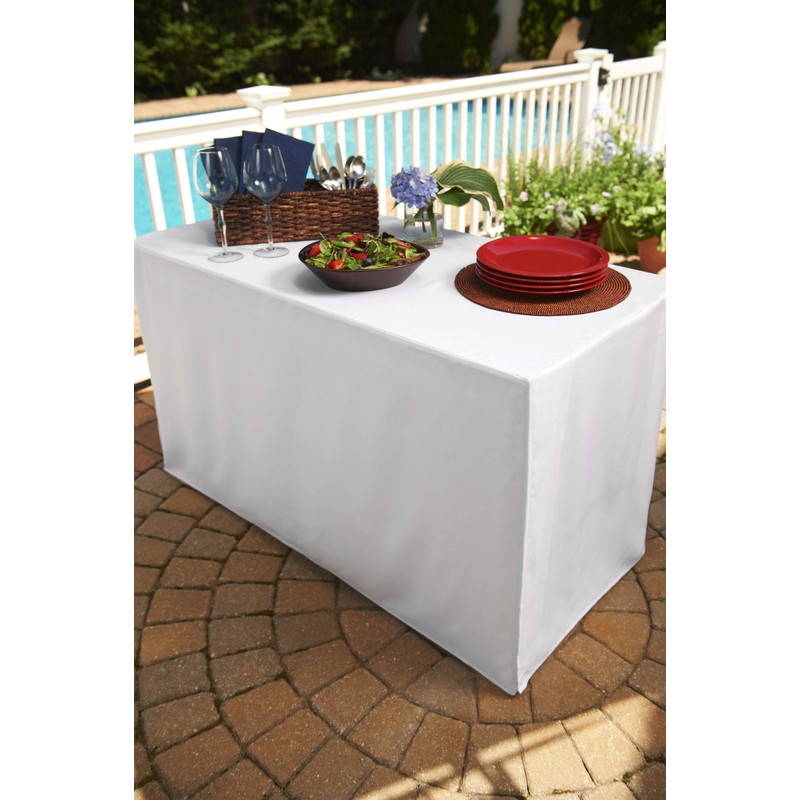 Folding Table Cover, Fitted Tablecloth for 4-Foot Folding Table, White