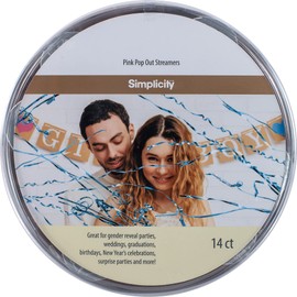 Simplicity 50-10010 Pink Foil No-Mess Celebration Pop-Out Streamers Pack of 14