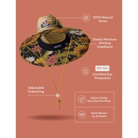 Straw Hat for Men & Women | Lifeguard Hat, Beach Hat & Sun Hat | UPF 50+ Wide Brim for Sun Protection | One Size | Woodstock | Hemlock