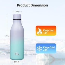 Konokyo Insulated Water Bottle with Strap,18 oz Double Wall Stainless Steel Vacuum Bottles Metal Water Flask,Oasis