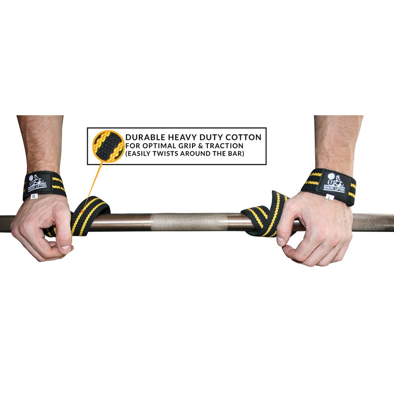 Lifting Straps (2 Pairs/4 Straps) for Weightlifting, Cross Training, Workout,