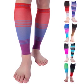 Doc Miller Compression Calf Sleeve for Men & Women, 20-30 mmHg Graduated Support, Knee High, Running, Shin Support, Calf Sleeves, Striped Design, 1 Pair