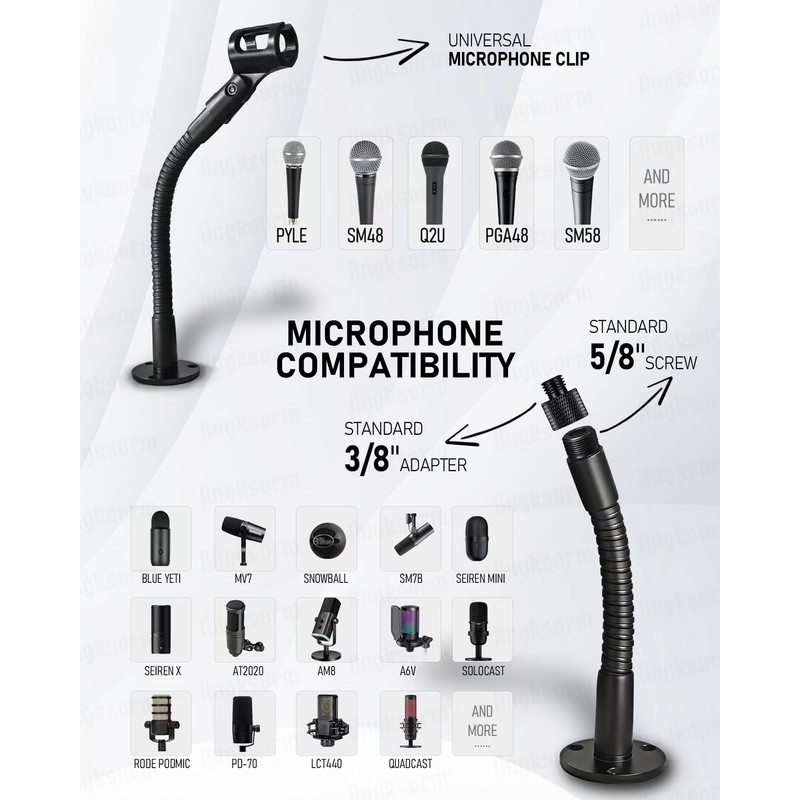 Microphone Stand - 6-INCH Heavy-Duty Flexible Gooseneck Desktop Mic Stands