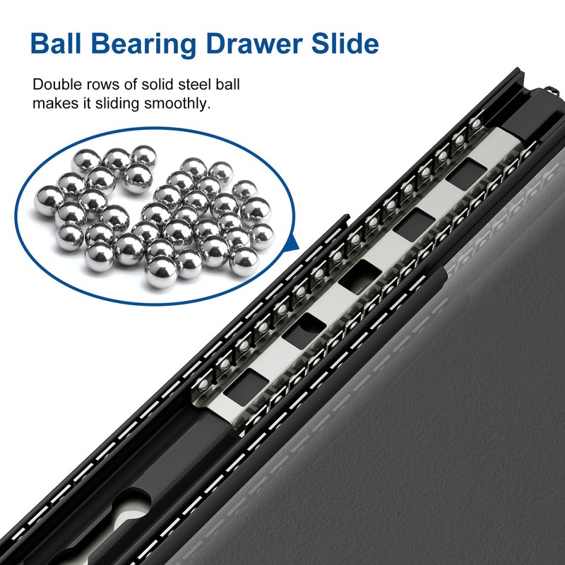 VADANIA 32" Heavy Duty Drawer Slide Without Lock #A53, Black-electroplated