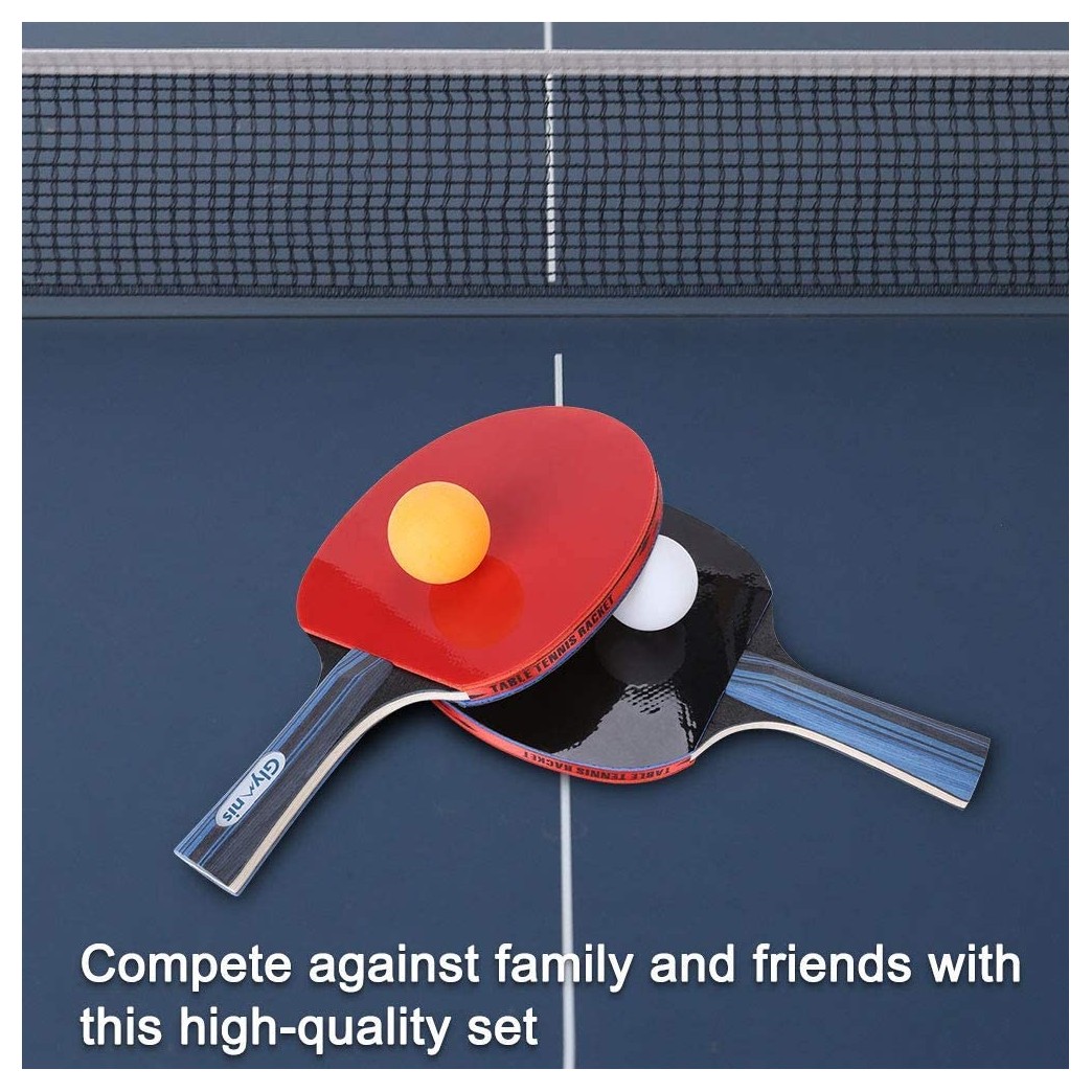 Glymnis Ping Pong Paddles Set of 4 Table Tennis Rackets with 8 Balls Storage & 