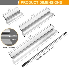 BAOJIAFU Drywall Skimming Blade Set 12", 22" & 32" Drywall Tools with 35"- 81" Stainless Steel Extended Handle Ergonomic Aluminum Grip Extruded Aluminum blade 0.35mm blade×3+0.5mm replacement blade×3