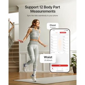 FITINDEX Cinta Métrica Corporal, Cinta Métrica Inteligente Bluetooth Precisa para Medidas Corporales, Cinta Métrica Retráctil Inteligente con Medición