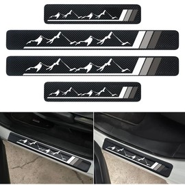4PCS Carbon Fiber Style Door Sill Protector Anti-Dirty Scuff Plate Cover Guard Sills Protector Trim,Welcome Pedal Protect Compatible with Car Truck SUV
