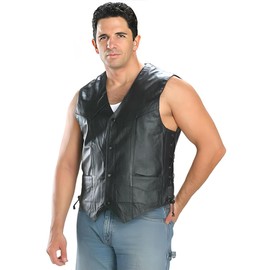 USA Leather 201L Men's Black Classic Leather Side Lace Vest - X-Large