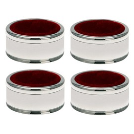 Drip Catcher Bottle Ring Thread Pattern Set of 4 Silver Plated Silver-Plated Ready to Give as a Gift with Stylish Gift Packaging
