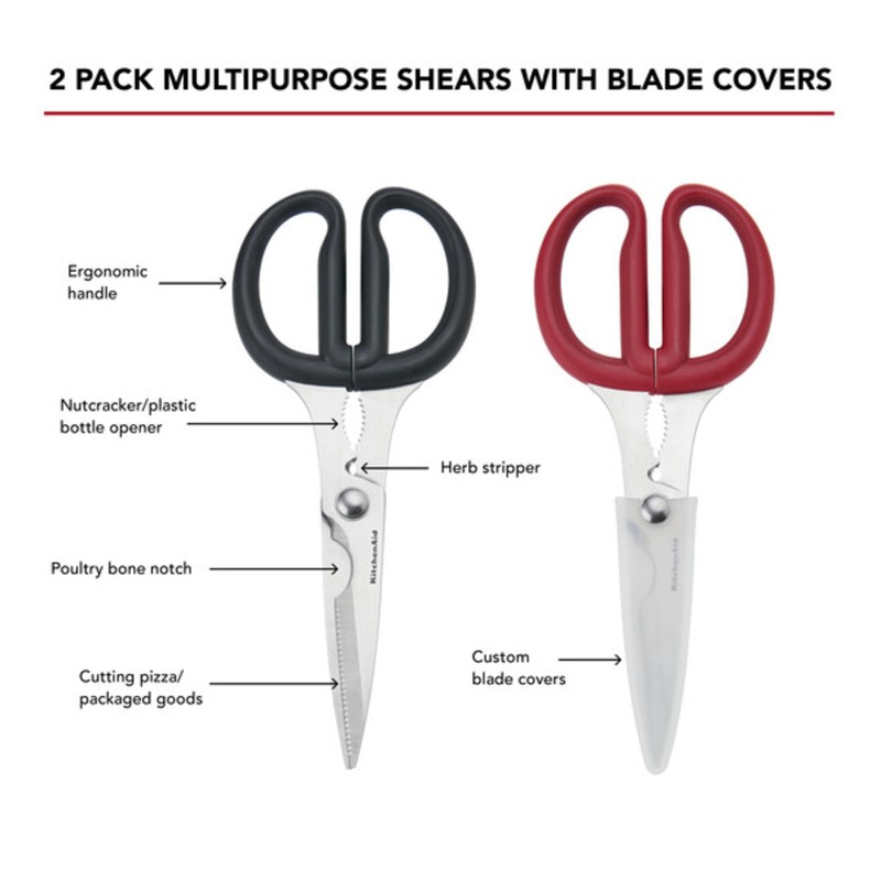 KitchenAid Multipurpose Shear Set, Versatile Scissors with Nutcracker, Bottle Opener,