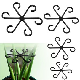 Jiozermi 4Pcs Plant Stem Supports, Reusable Plastic Plant Accessories Indoor, Monstera Plant Support for Climbing Houseplants, Stakes Trellis Stem Hook Growth Tools for Neat Garden Arrangement(Black)
