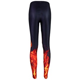 Sister Amy Girl Pure Color Digital Printted Ankle Elastic Tights Legging Fire