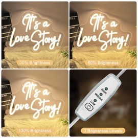 It's A Love Story Neon Signs for Wall Decor, Neon Sign It's A Love Story Neon Lights Signs for Bedroom, Wedding Engagement Decoration Birthday Party