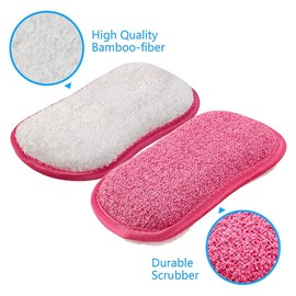 ALLIE ZENG Kitchen Dish Sponge Scrub Non Scratch Microfiber Reuseable Sponges Along with Heavy Duty Scrubber for Kitchen Cleaning Dishes and Pots, 6 Pack, 6 Color