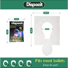 60 Pcs XXL disposable flushable toilet seat covers 100% Biodegradable for Travel Public Toilets for Adults and Toddlers & Kids | Compact Universal Toilet seat Cover | DISPOZIT