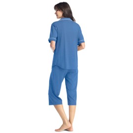 Fishers Finery Organic Cotton Nursing Pajamas Lounge Wear Women Sets(Blue, L)