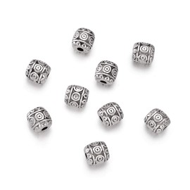 PandaHall 50pcs Alloy Barrel Spacer Beads 6x6mm Antique Silver Metal Spacer Beads with 2mm Hole for DIY Bracelet Necklace Jewelry Making
