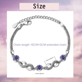 Cuicany Women's Cubic Zirconia Infinity Bracelet, Adjustable Infinity Bracelet, Women's Birthstone Bracelets, Adjustable, with Round Zircon Infinity Sign, Gifts for Women and Girls