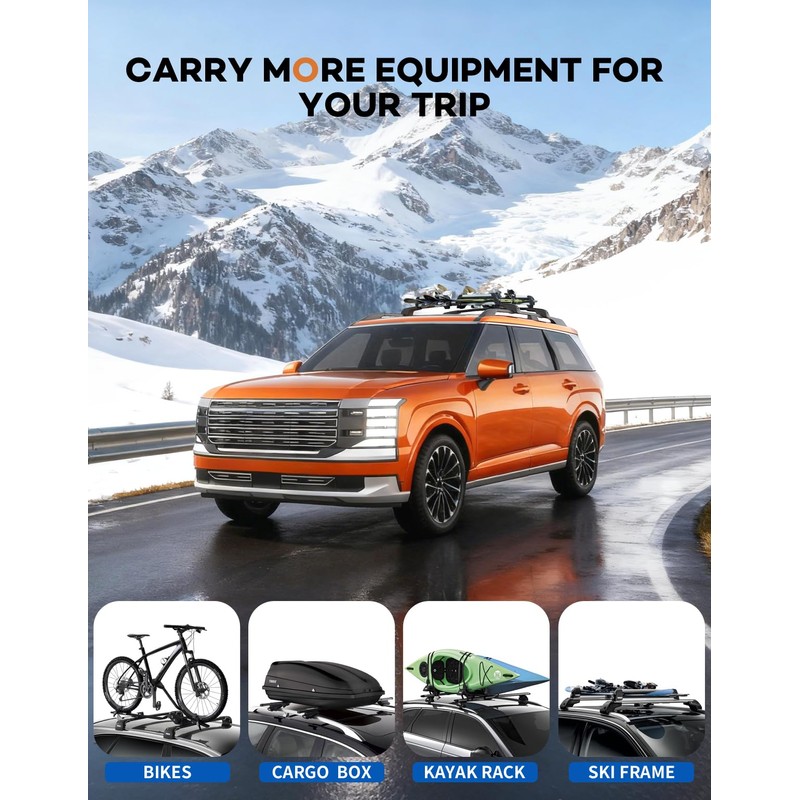 300lbs Lockable Roof Rack Cross Bars for Hyundai Palisade 2026