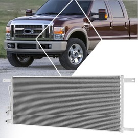 Factory Style Aluminum Front A/C Condenser Compatible with 2008-2010 Ford F-250/F-350/F-450/F-550 Super Duty 6.4L