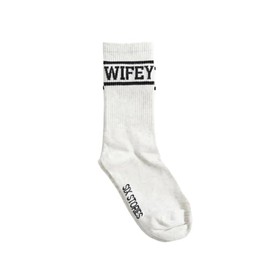Six Stories Wifey Socks for the Stylish Newlywed Chic | Soft, Comfy, Honeymoon Essential | Unique Gift for Wives on Anniversary, Birthday, Wedding | Grey Marl with Black Text, Grey Marl, One Size