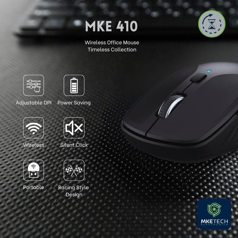 MKETech Electronics MKE 410 Wireless Computer Mouse with Silent Click,