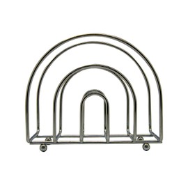 Good & Good- Servilletero para mesa moderno - Servilletero con diseño de arcos, plateado de acero cromado, 4 patas