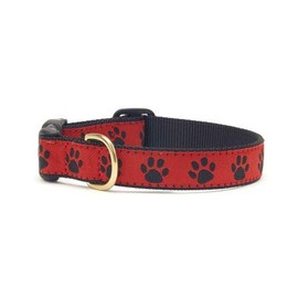 Up Country Reb-C-Xs Red Black Paw Dog Collar Xs Narrow (5/8 Inches)
