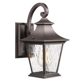 Emliviar 12.2 Inch Wall Light with Water Ripple Glass, 1-Light Outdoor Patio Light for House, Die-cast Aluminum in Oil Rubbed Bronze Finish, XE219B ORB