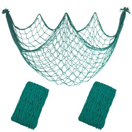 2 Pack Decoractive Fishing Net 80x40 Inch, 3mm Thickness Aqua Natural Cotton Large Picture Wall Hanging Fish Net, Party Decorations Fishnet for Tropical Nautical Pirate Beach Mermaid Themed Party