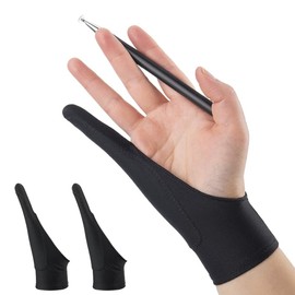 aoozleny 2-Pack Artist Glove Palm Rejection Drawing Glove 1 Finger, Elastic Lycra, Fingerless, Good for Left & Right Hand (L)