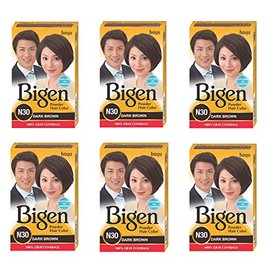 Bigen Powder Hair Color, Dark Brown N30 - Pack of 6 (Combo Set)