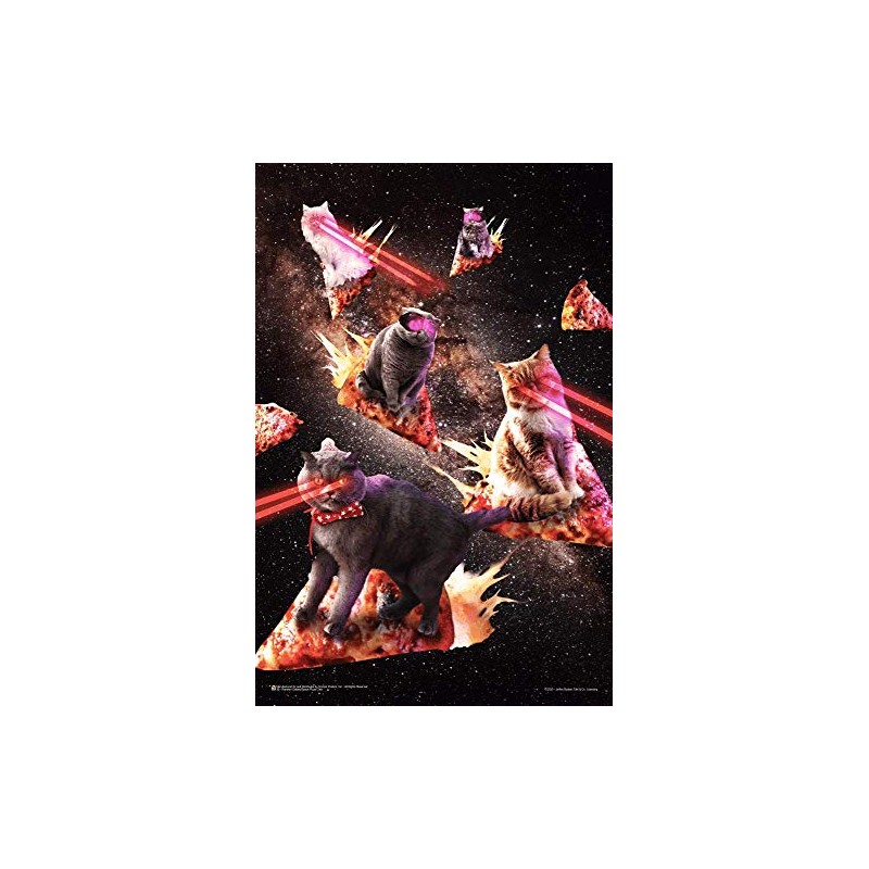 Space Pizza Cats - by James Booker - Mini Poster