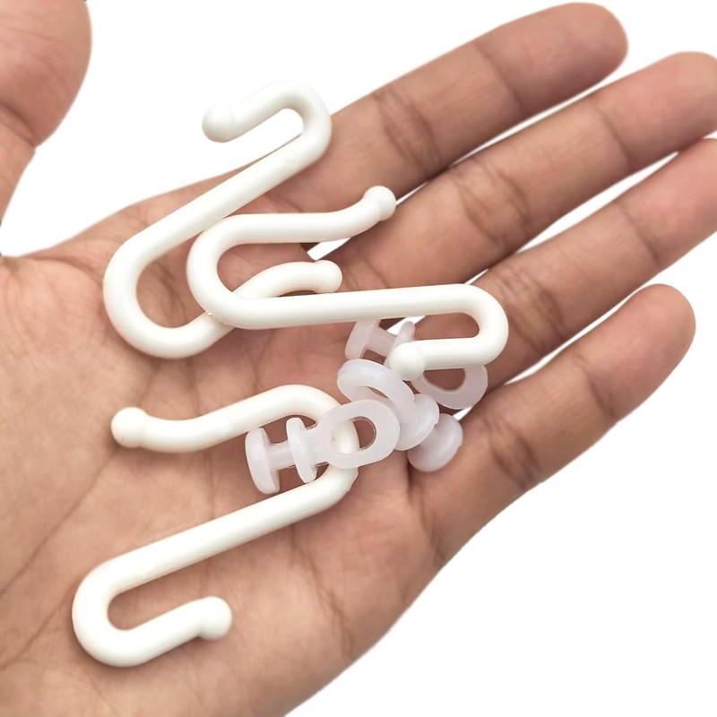 12 Pairs White Shower Curtain Hooks and Gliders Set for