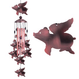 Fly Pigs Wind Chimes Outdoor Decor - with 4 Tubes 7 Pigs Wind Chime, Mobile Romantic Flying Pigs Wind Catcher, Garden Pigs Windchimes for Home, Mom Gifts, Balcony, Tree, Festival, Garden Decoration
