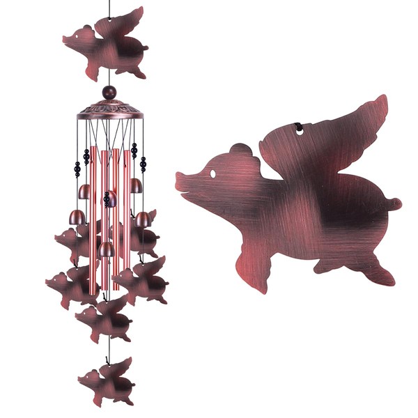 Fly Pigs Wind Chimes Outdoor Decor - with 4 Tubes