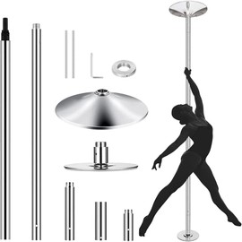 TeqHome Upgraded Professional Stripper Pole, Portable Removable 45mm Spinning Static Dancing Pole Kit for Beginners Professionals, Adjustable Height, Heavy-Duty 551LB Load,for Home Exercise Club Party