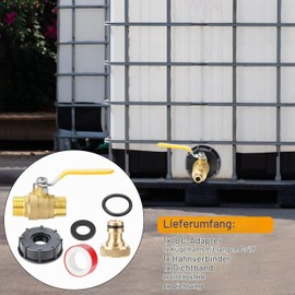 Drado IBC Brass Ball Valve S60 x 6 3/4 Inch Plug System with Lever Handle