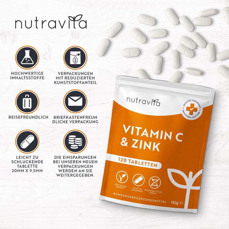 Vitamin C & Zinc - 120 Tablets - High Dose