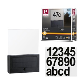 Paulmann Neda 94577 LED Solar House Number Light with Motion Sensor IP44 Square Including 1 x 1 W Warm White Anthracite Wireless Plastic 3000 K