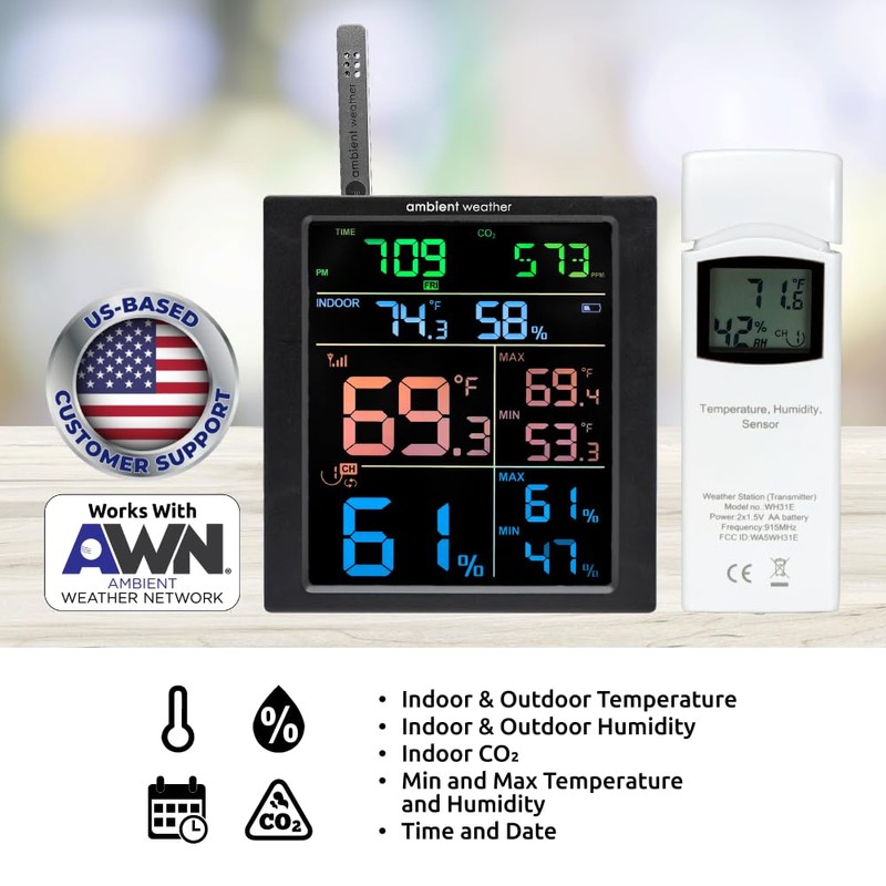 WS-1938 Wi-Fi Home Weather Station with CO2 Monitoring
