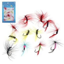 OriGlam 12pcs Colorful Fly Fishing Lures, Lifelike Butterfly Fishing Lures with Hooks Fly Fishing Kit, Handmade Fly Fishing Assortment Kit for Trout Bass Salmon