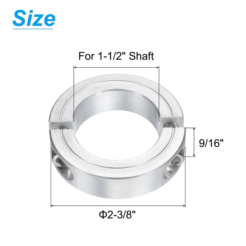 sourcing map Double Split Clamp-On Shaft Collar for 1-1/2" Shaft,
