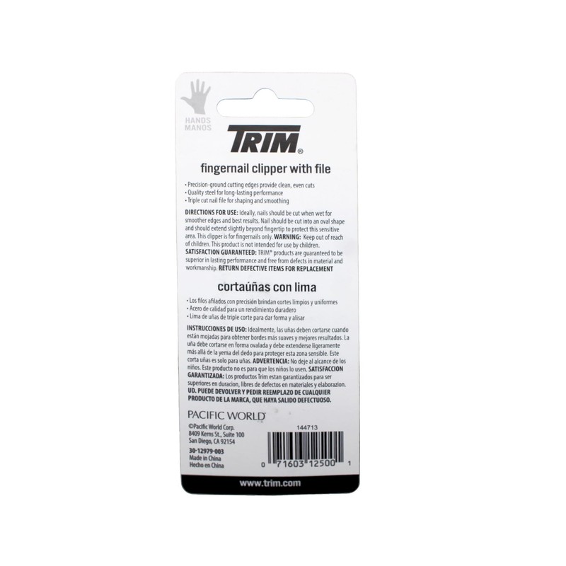 Trim Nail Care Fingernail Clipper (3 pack)