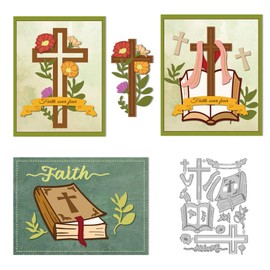 DELORIGIN Cutting Dies with Bible Motif Cross Faith Cutting Dies Metal Embossing Stencils for Card Making Decoration DIY Scrapbooking Photo Album Crafts