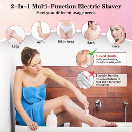 Glide Pro 3.0 Razor for Women, Livora Electric Shaver for Women, Silk Glide Pro Shaver, 2 in 1 Wet & Dry Waterproof Electric Shaver with Removable Head for Leg Arm Underarm Bikini Area (Pink)